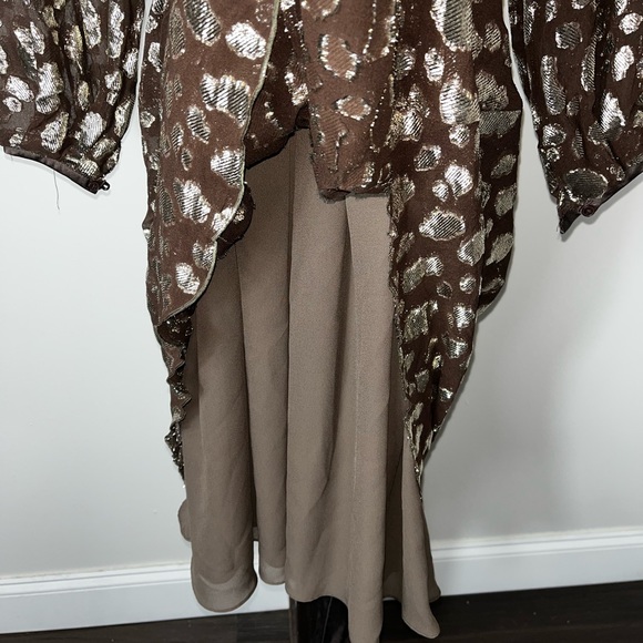 💟 Feraud Vintage Brown and gold shimmery gold dress - Picture 5 of 8